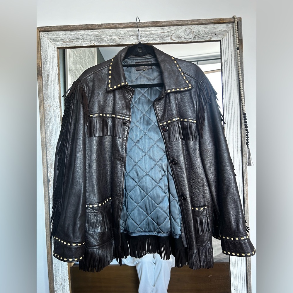 Dark Brown Fringe leather jacket